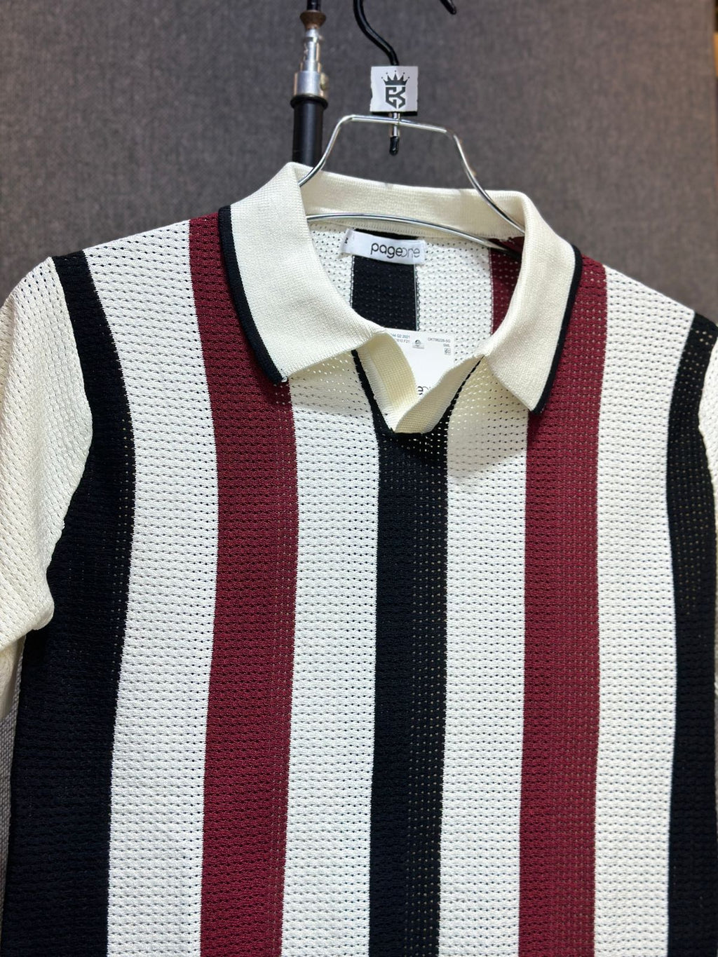 Men’s Premium Cotton Striped Polo T-Shirt