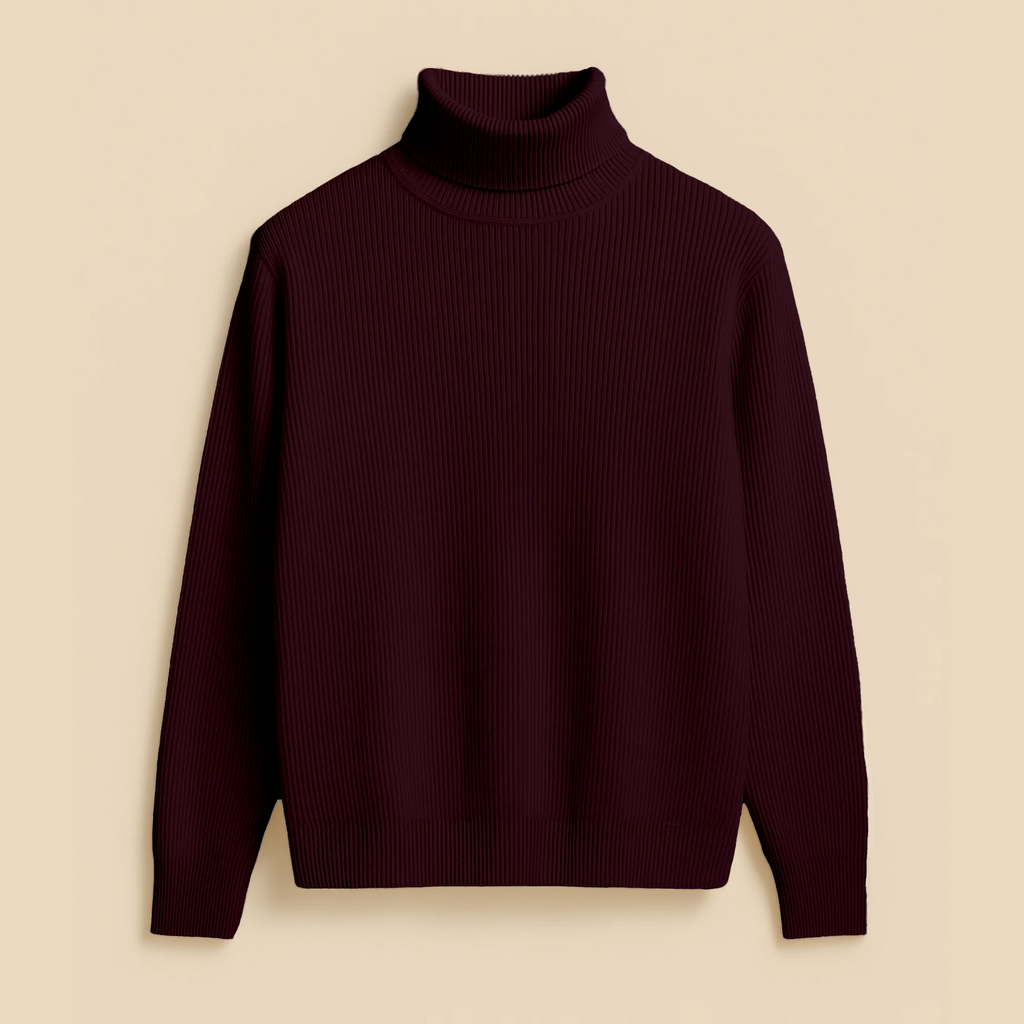 Ribbed Turtleneck Sweater - Unisex Winter Cotton Knit