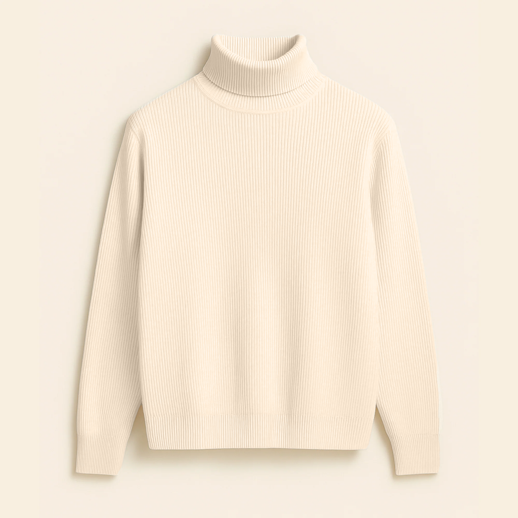 Ribbed Turtleneck Sweater - Unisex Winter Cotton Knit