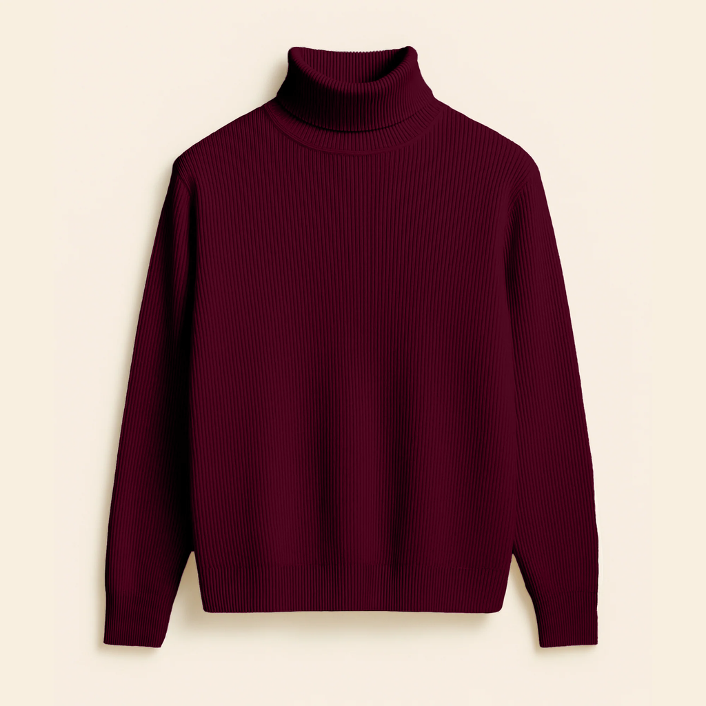 Ribbed Turtleneck Sweater - Unisex Winter Cotton Knit