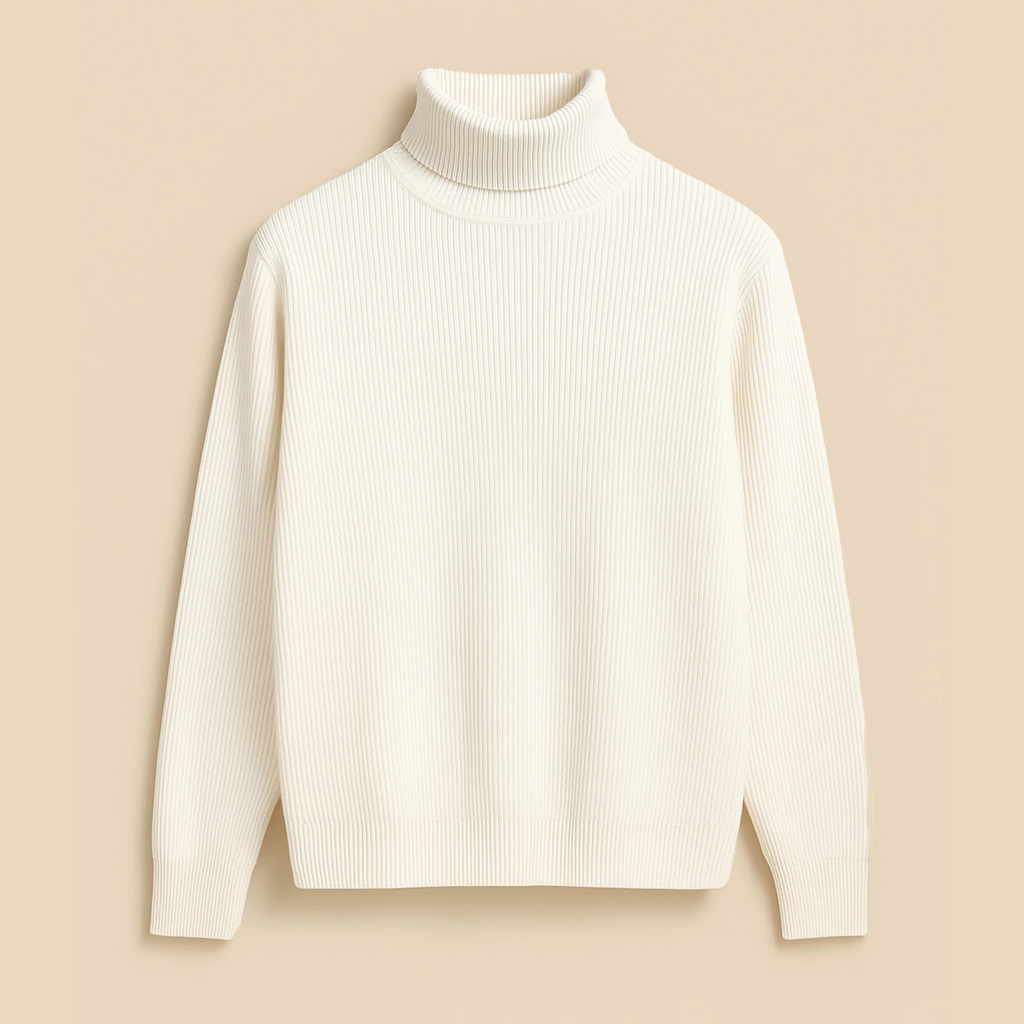 Ribbed Turtleneck Sweater - Unisex Winter Cotton Knit