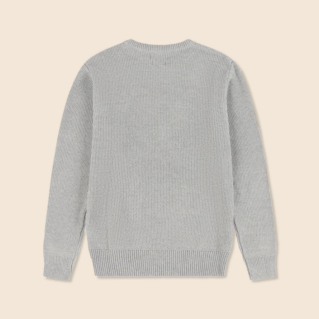 Round Neck Knit Woolen Cotton Sweater for Men – Warm, Soft & Stylish Winter Wear | Ash