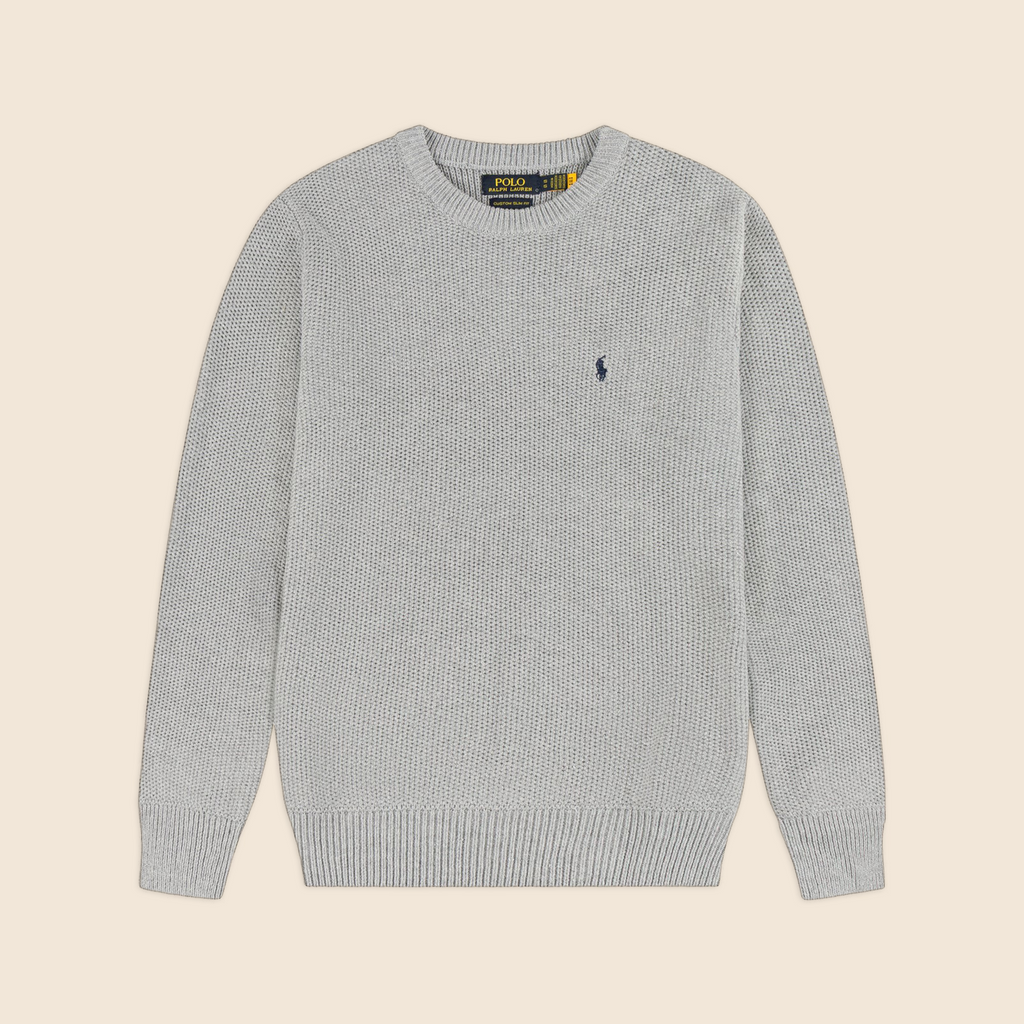 Round Neck Knit Woolen Cotton Sweater for Men – Warm, Soft & Stylish Winter Wear | Ash