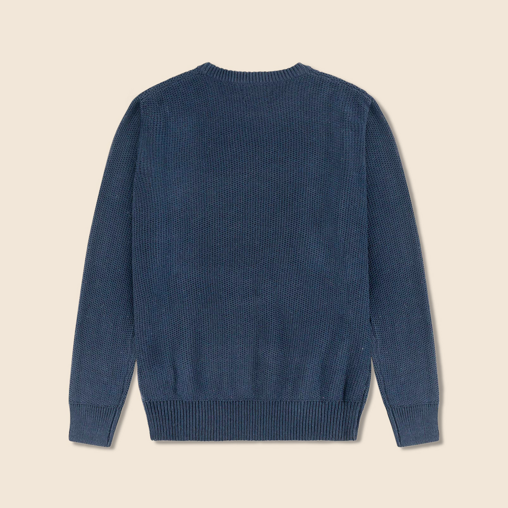 Round Neck Knit Woolen Cotton Sweater for Men – Warm, Soft & Stylish Winter Wear | Navy-Blue