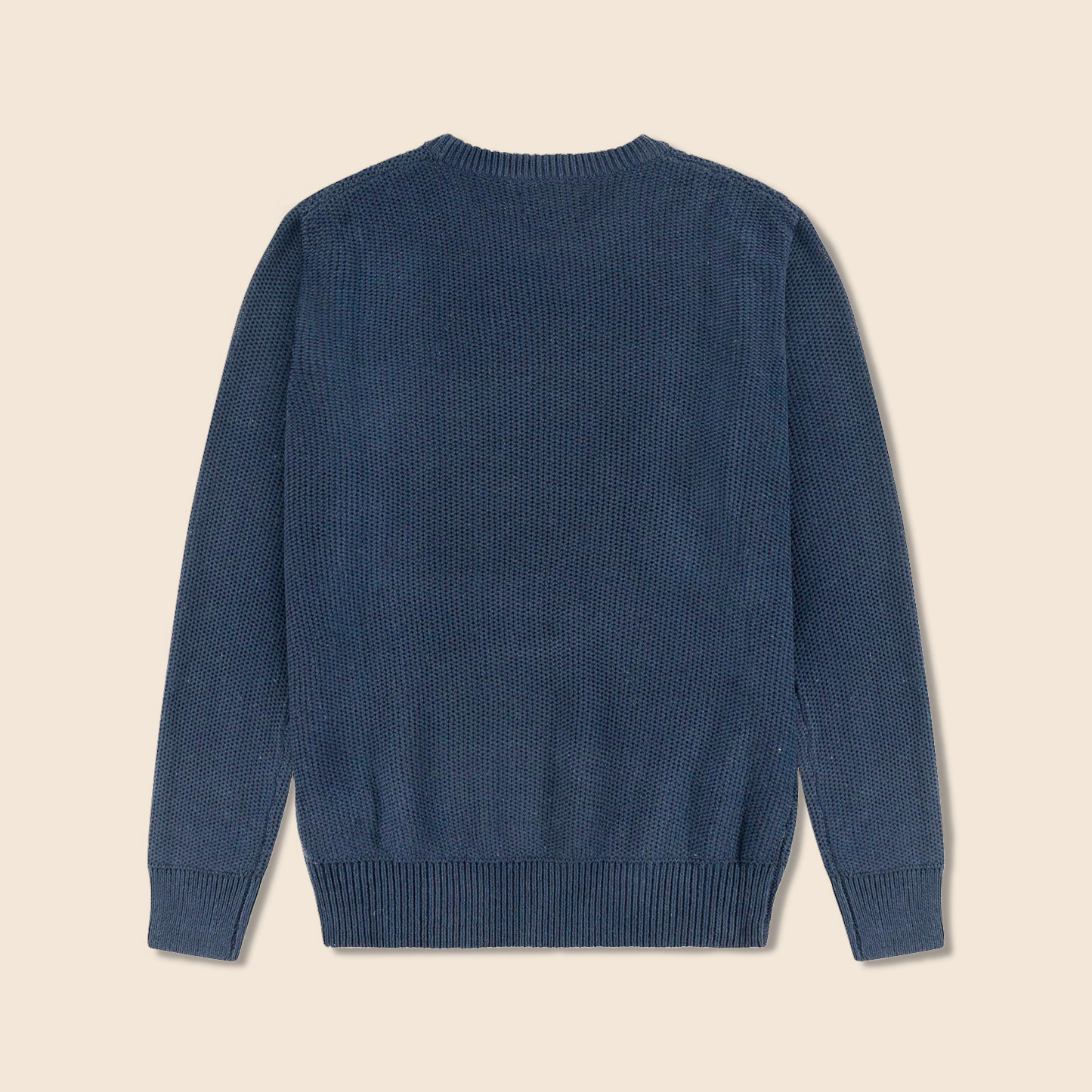 Round Neck Knit Woolen Cotton Sweater for Men – Warm, Soft & Stylish Winter Wear | Navy-Blue