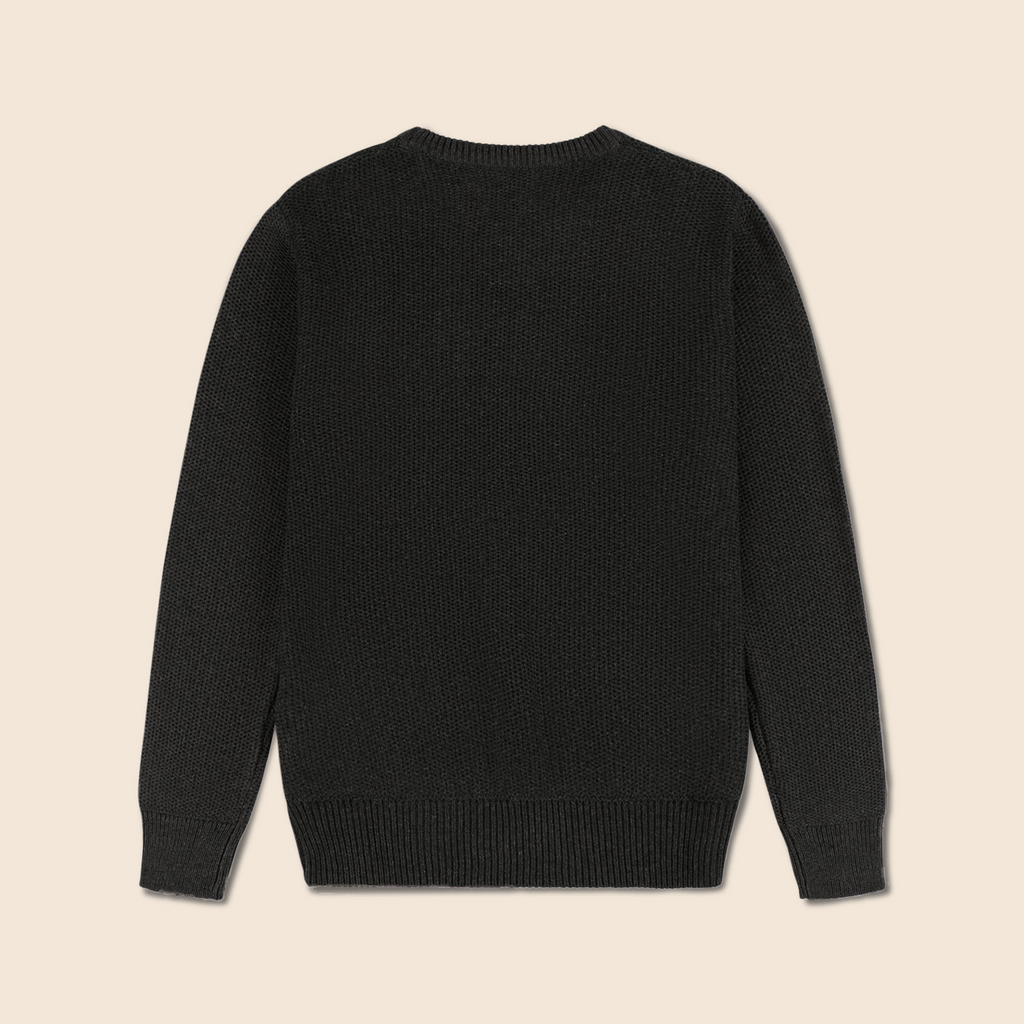 Round Neck Knit Woolen Cotton Sweater for Men – Warm, Soft & Stylish Winter Wear | Charcoal-Gray