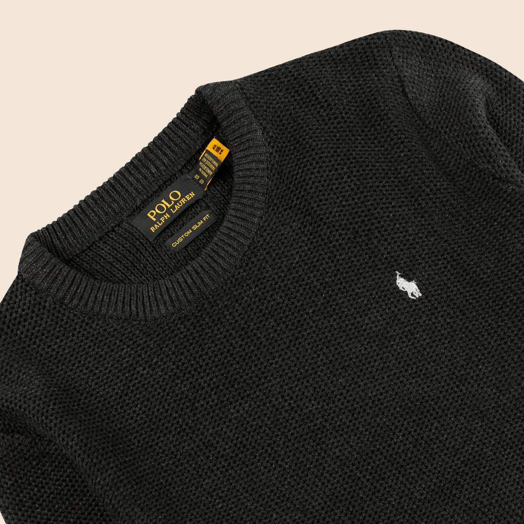 Round Neck Knit Woolen Cotton Sweater for Men – Warm, Soft & Stylish Winter Wear | Charcoal-Gray