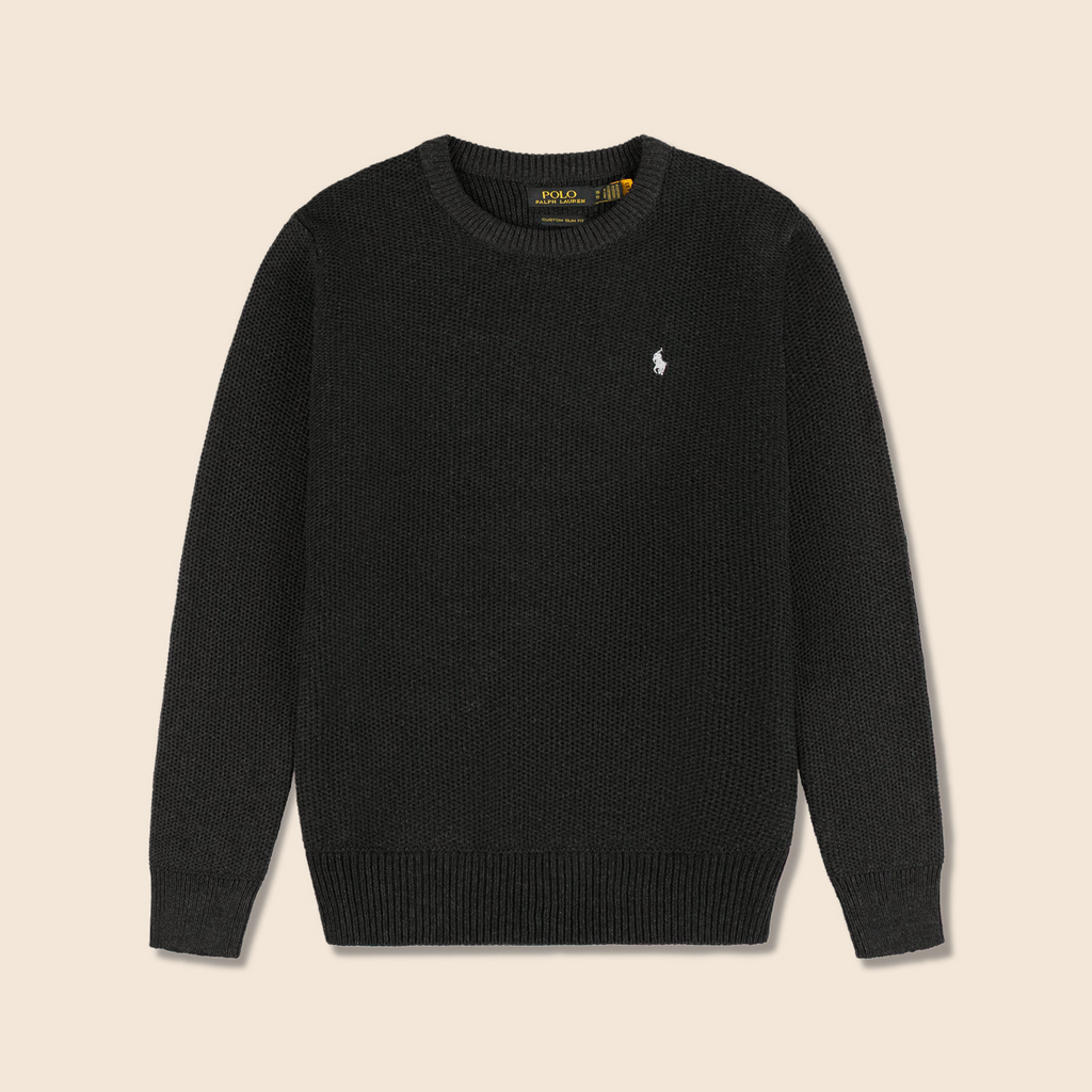 Round Neck Knit Woolen Cotton Sweater for Men – Warm, Soft & Stylish Winter Wear | Charcoal-Gray