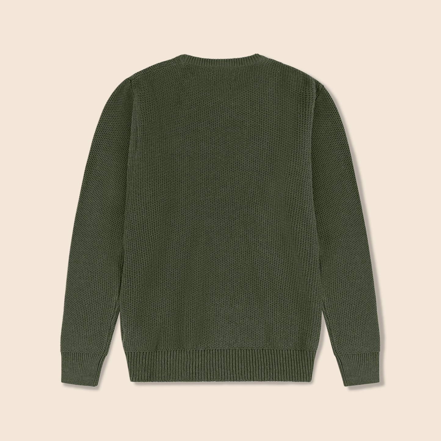 Round Neck Knit Woolen Cotton Sweater for Men – Warm, Soft & Stylish Winter Wear | Olive-Green